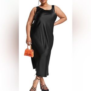 Satin asos black dress